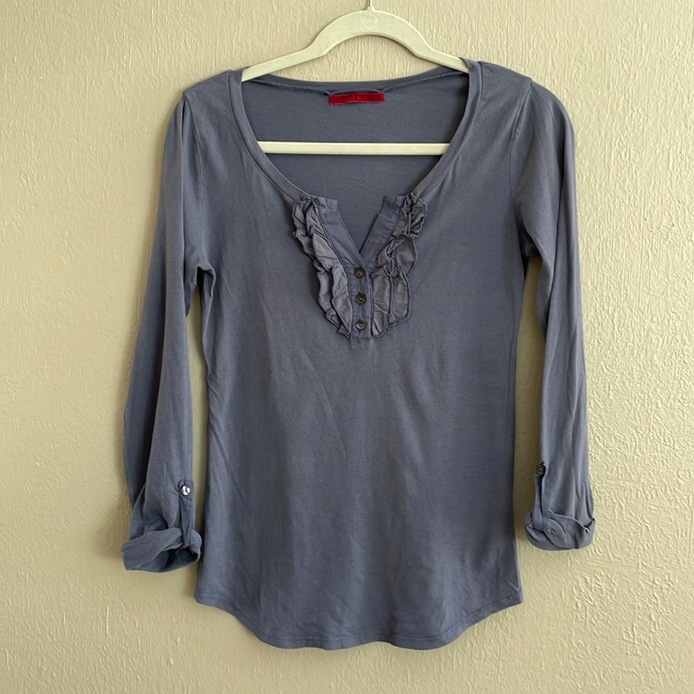 Velvet by Graham & Spencer Ruffle Front Henley